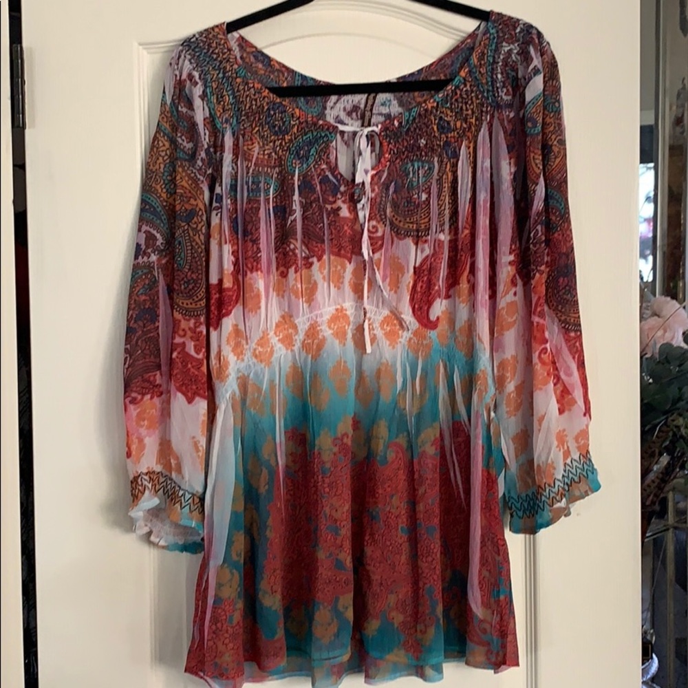 Printed semi sheer blouse